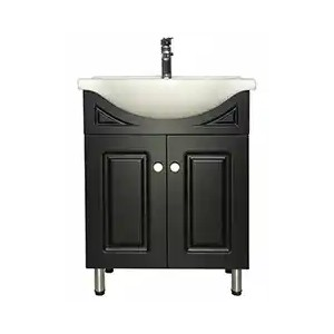 BATHROOM CABINET 2PC BLACK 650MM