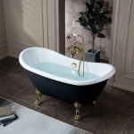 Bathtub Sesko Bk+wh With Gold Legs - Image 2
