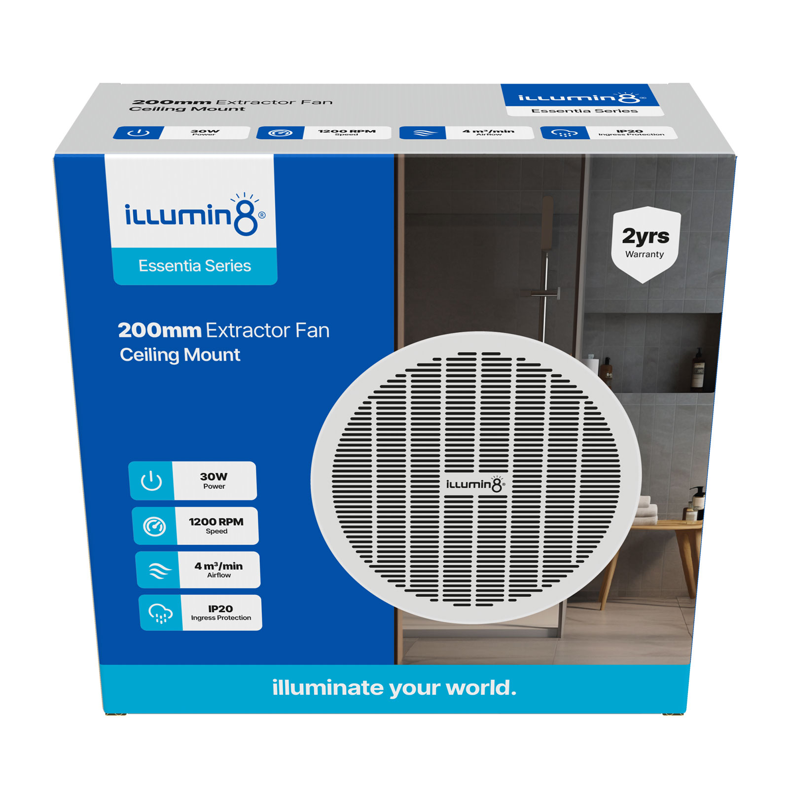 Extractor-Fan-CFE-0200WT-005 Extractor Fan Rnd 200mm Ceiling Illumin8 - Image 1