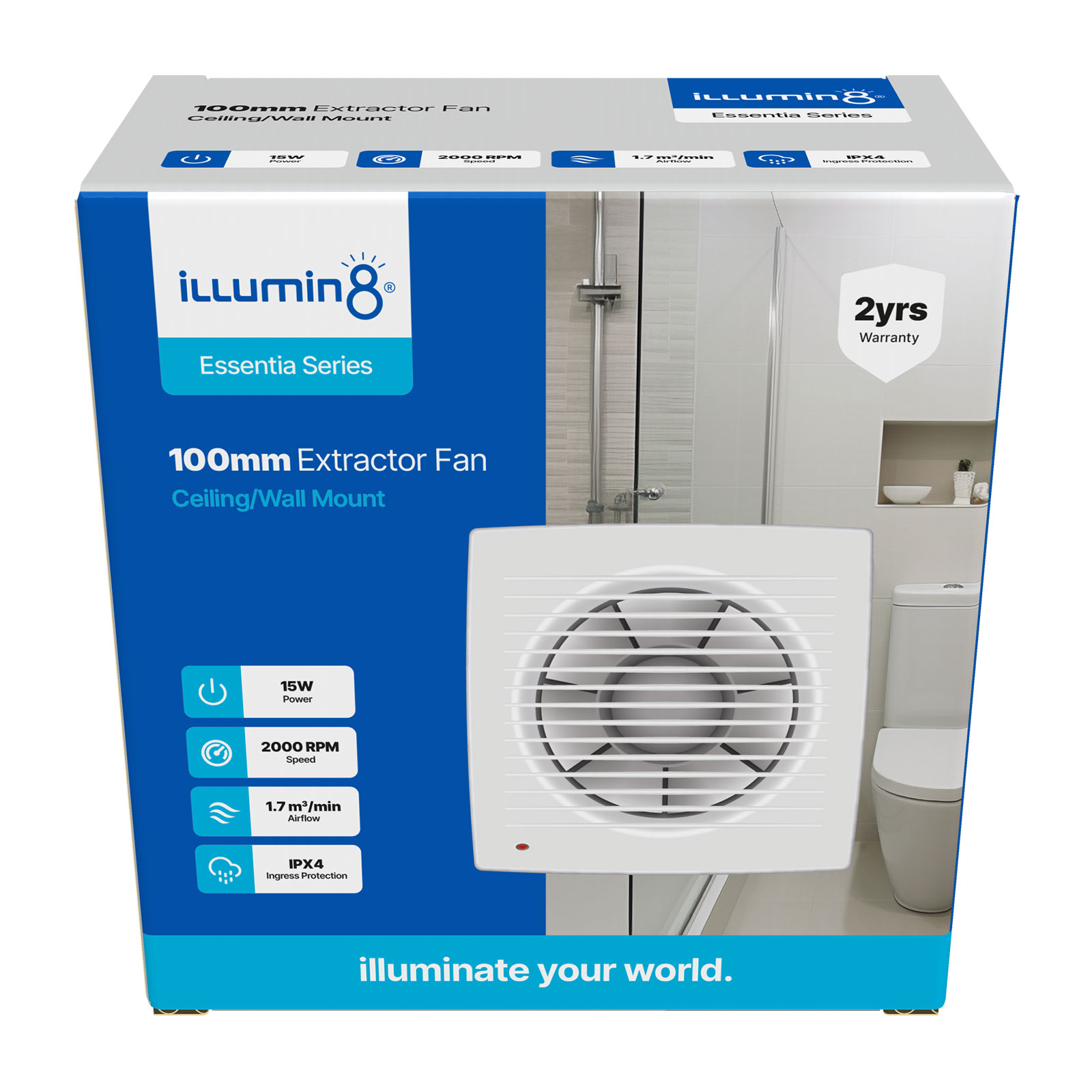 Extractor-Fan-EFE-0100WT-005 Extractor Fan 100mm Sq Wall/ceiling Mount Illumin8 - Image 1