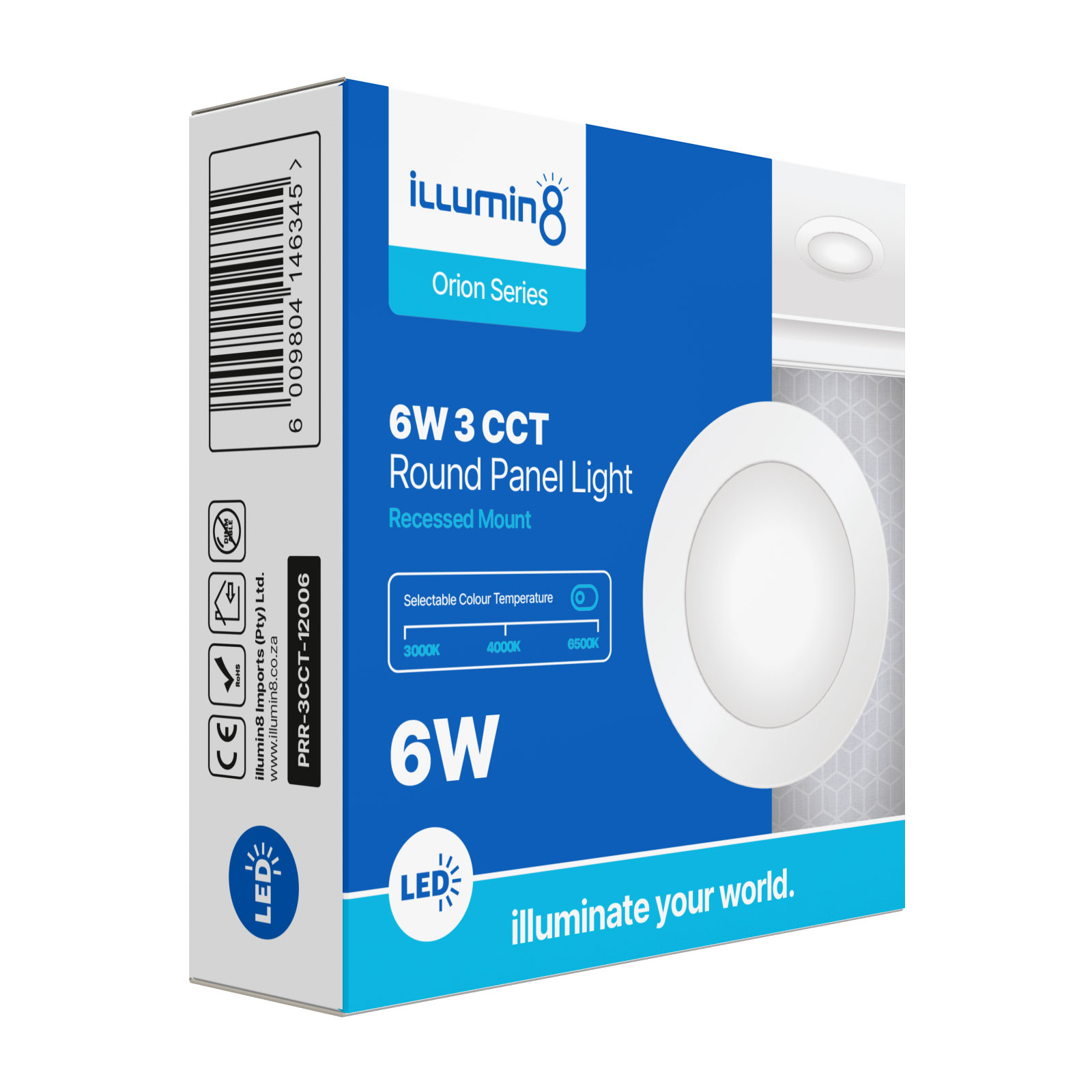 PRR-3CCT-12006-001 Panel Light Recessed Mount Round 3CCT 6W - Image 1