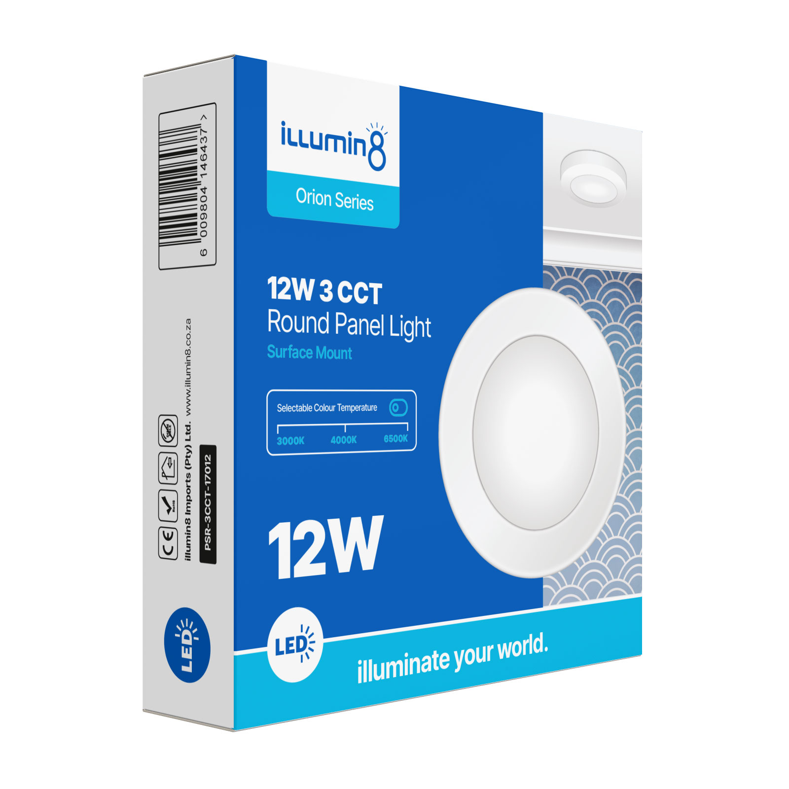 PSR-3CCT-17012-001 Panel Light Surface Mount Round 3CCT 12W - Image 1