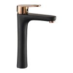 Livorno Moderna High Rise Basin Mixer Bk & Rose Gd
