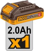 INGCO Cordless 20V Lithium-ion Drill 55NM Brushless Kit CDLI205582 - Image 5