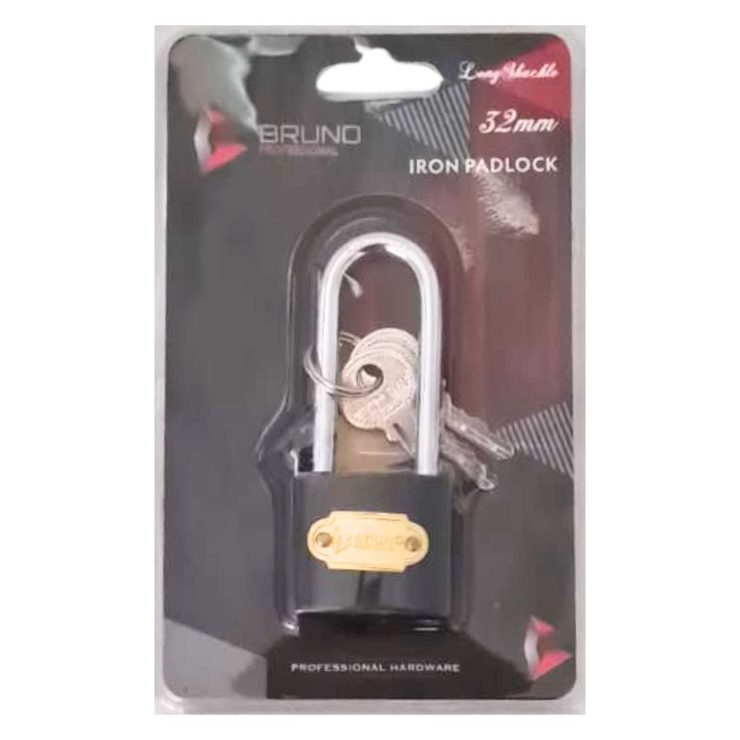 Bruno Long Shackle Iron Padlock 32mm Bruno Long Shackle Iron Padlock 32mm