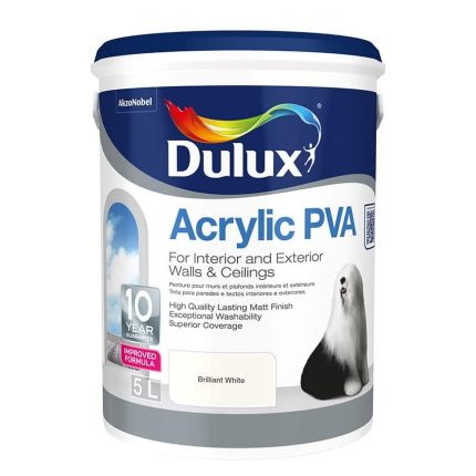 Dulux Acrylic PVA Brilliant White 5L