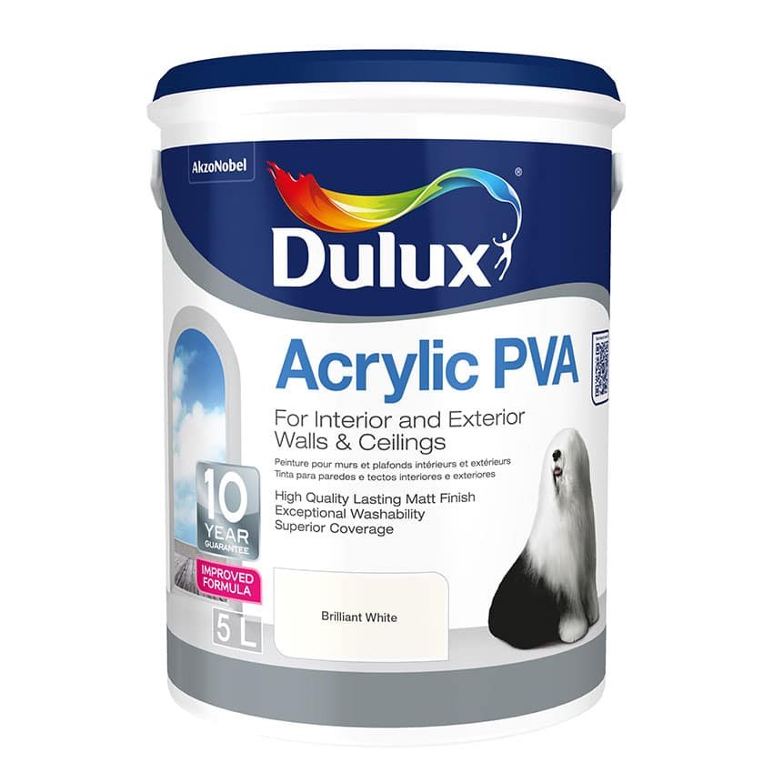 Dulux Acrylic PVA Brilliant White 5L Dulux Acrylic PVA Brilliant White 5L