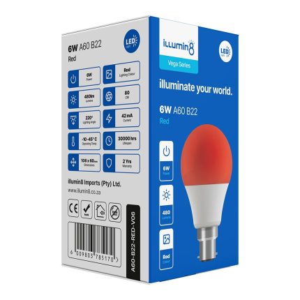 Illumin8 LED Bulb B22 Red 6W