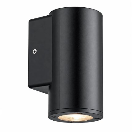 PioLED Sylo Down Round Wall Light IP65 Black R334