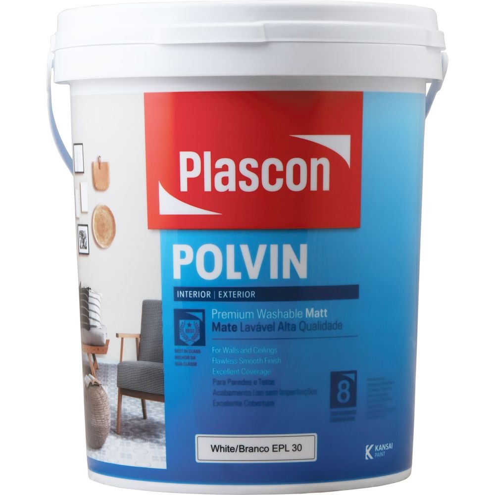 Plascon Polvin Acrylic White/Branco 20L Plascon Polvin Acrylic White/Branco 20L