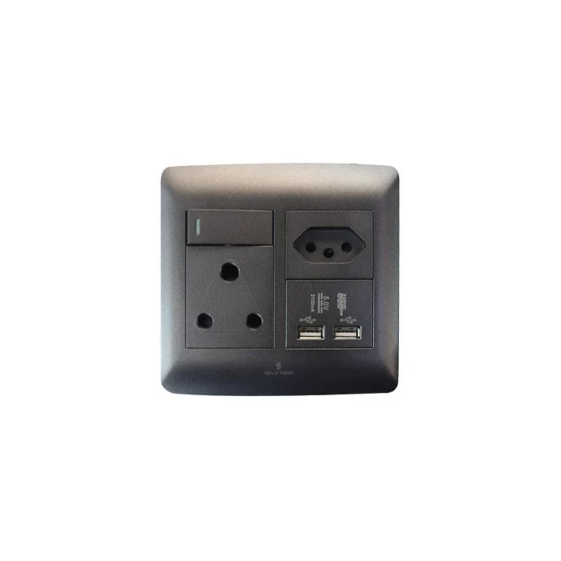 Switched Socket/Euro/2 x USB Sockets 4 x 4 Black S2-211 Switched Socket/Euro/2 x USB Sockets 4 x 4 Black S2-211