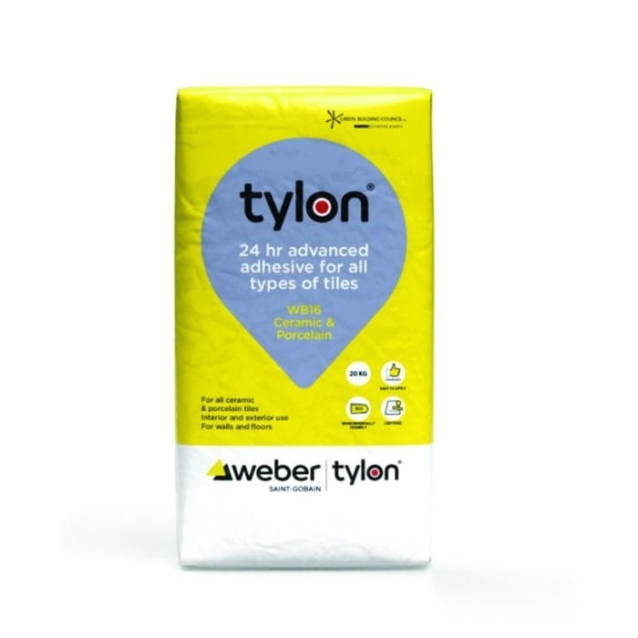 Weber Tylon Ceramic/Porcelain Tile Adhesive WB16 24 Hour 20kg Weber Tylon Ceramic/Porcelain Tile Adhesive WB16 24 Hour 20kg