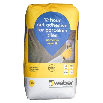 Weber Tylon Porcelain 12 Hour Rapid Tile Adhesive 20kg